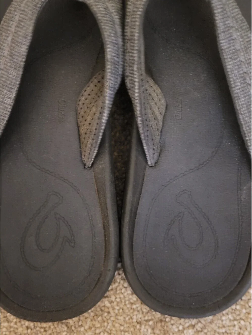 Olukai Hokua Mesh Men's 9 Beach Sandal Flip Flops Black Hawaiian Boating
